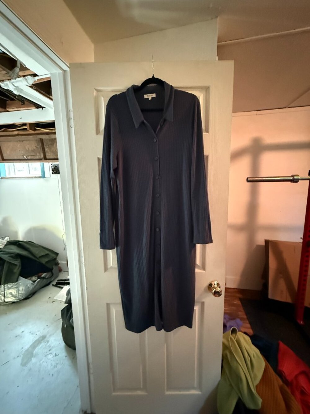 Madewell grey blue button-up dress